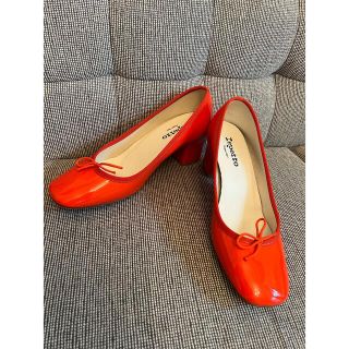 レペット(repetto)のレペット39新品　オレンジチャンキーパンプス(ハイヒール/パンプス)