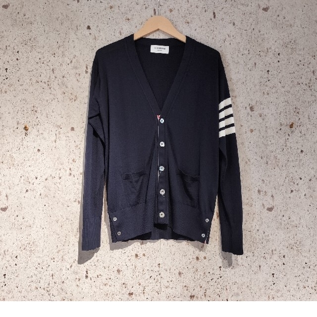 THOM BROWNE トムブラウン Classic V Neck Cardigan クラシックブイネックカーディガン ネイビー