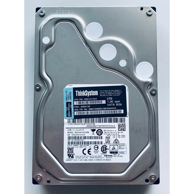 Lenovoサーバ 東芝製3.5 HDD 2TBx2(計4TB) 3