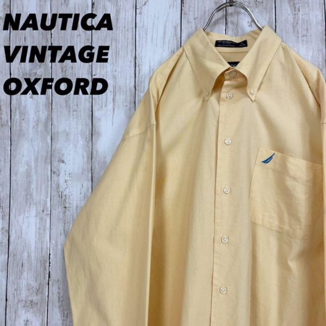 NAUTICA(ノーティカ)のアメリカ古着NAUTICAノーティカ　長袖オックスフォードボタンダウンシャツL黄 メンズのトップス(シャツ)の商品写真