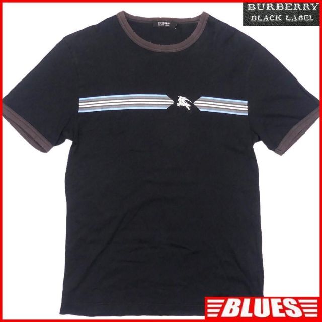 BURBERRY BLACK LABEL(バーバリーブラックレーベル)の廃盤 バーバリー シャツ M 黒 メンズ カットソー 半袖 TシャツTY1998 メンズのトップス(Tシャツ/カットソー(半袖/袖なし))の商品写真