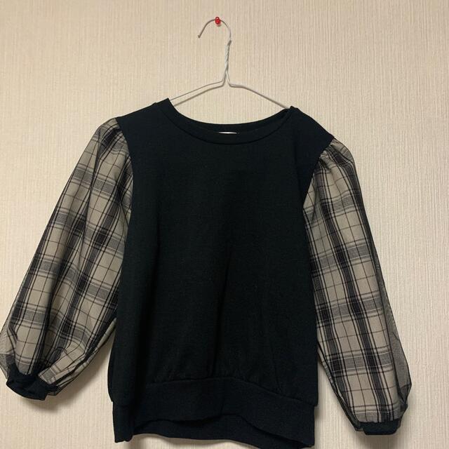 しまむら(シマムラ)のしまむら 黒 チェック トップス レディースのトップス(Tシャツ(長袖/七分))の商品写真