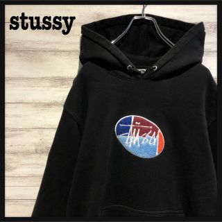 ステューシー(STUSSY)の【入手困難】ステューシー☆ビックパイル刺繍ロゴ　定番人気カラー　ブラックパーカー(パーカー)