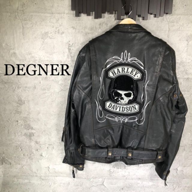売れ筋商品 『DEGNER』デグナー (XL)ダブルスカルライダースジャケット