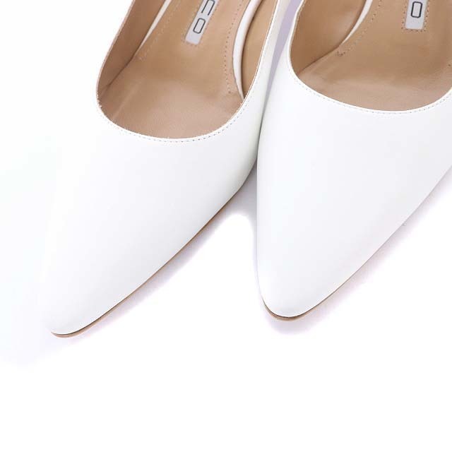 ペリーコ パンプス チャンキーヒール ポインテッドトゥ 24.5cm 白