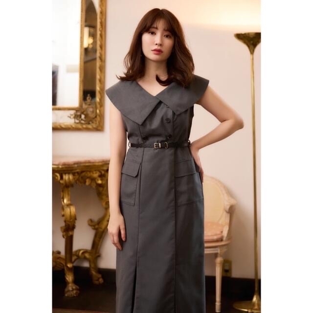 grayサイズHerlipto Saint Charles Big Collar Dress