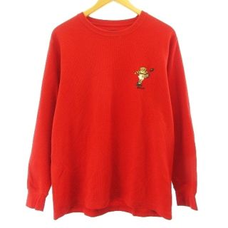 ポロラルフローレン(POLO RALPH LAUREN)のポロ ラルフローレン ポロベア 長袖 ワッフル地 刺繍 レッド L (Tシャツ/カットソー(七分/長袖))