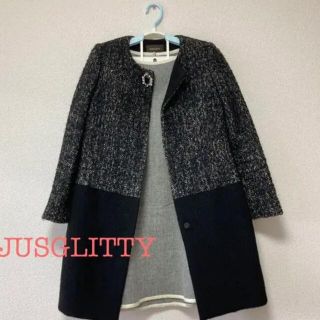 ジャスグリッティー(JUSGLITTY)のジャスグリッティー　JUSGLITTY 切り替えコート　ウール(ロングコート)