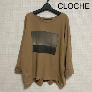 CLOCHE クロシェ 七分袖 7分袖 プリント Tシャツ ベージュ(Tシャツ(長袖/七分))