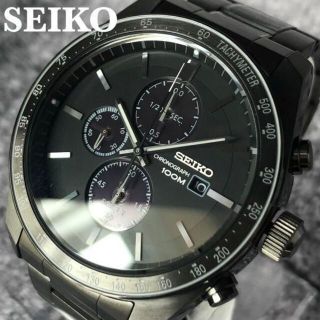 セイコー(SEIKO)の【展示品】セイコー SEIKO クロノグラフ ソーラー メンズ腕時計 ブラック(腕時計(アナログ))