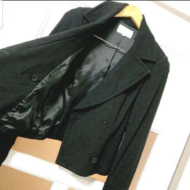 エムプルミエ 秋冬 黒 ビッグカラー コート テーラードジャケット XS/5号