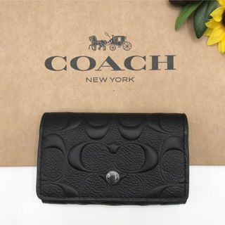 コーチ(COACH)のCOACH ★大人気★ 5リングキーケース シグネチャー レザー ブラック 新品(キーケース)