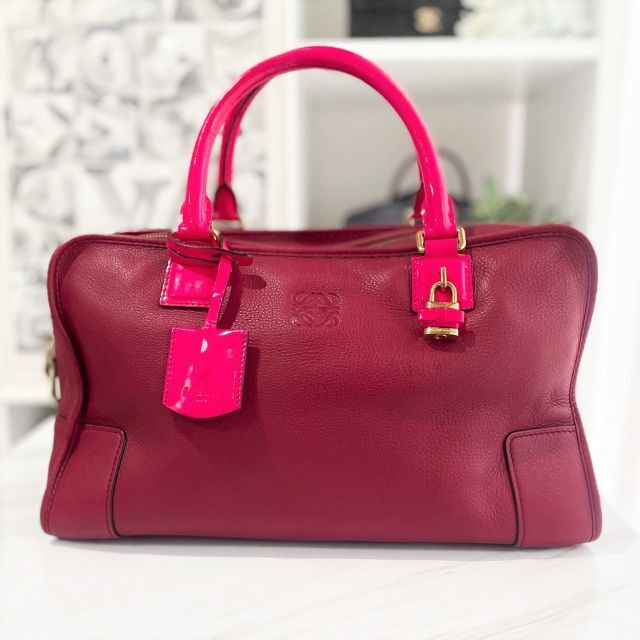 格安販売の LOEWE - 美品☆ ロエベ アマソナ36 バーガンディー×ピンク ハンドバッグ レア ハンドバッグ 格安販売の LOEWE - 美品☆ ロエベ アマソナ36 バーガンディー×ピンク ハンドバッグ レア ハンドバッグ