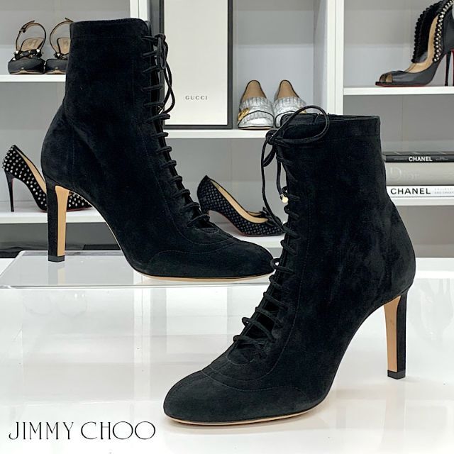 未使用 ジミーチュウ JIMMY CHOO ブーツ ショートブーツ 靴 シューズ レースアップ スエード グレートゥ