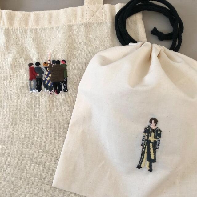 Johnny's(ジャニーズ)のS▽さま専用　SixTONES刺繍巾着、トートバッグ レディースのバッグ(トートバッグ)の商品写真