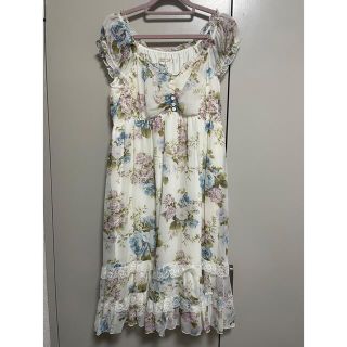 レストローズ(L'EST ROSE)の美品☆レストローズ　花柄シフォンワンピース(ひざ丈ワンピース)