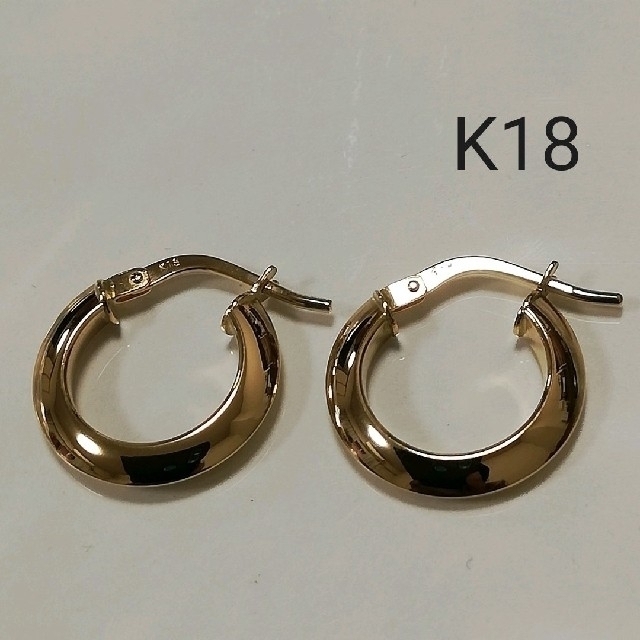 ✨特別価格✨K18 18金 18k YG フープピアス《光沢&太めタイプ》 - www ...