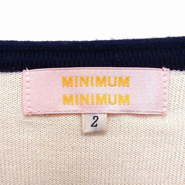 MINIMUM(ミニマム)のミニマム MINIMUM ボーダー柄 ニット ワンピース ひざ丈 Uネック 長袖 レディースのワンピース(ひざ丈ワンピース)の商品写真