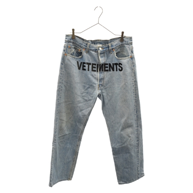 独特の素材 再構築ロゴ刺繍デニムパンツ 17AW×LEVI'S ヴェトモン