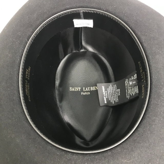 Saint Laurent(サンローラン)のサンローランパリ SAINT LAURENT PARIS フェドラハット 帽子 ハット コットン ブラック 美品 レディースの帽子(ハット)の商品写真