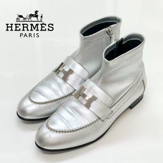 エルメス(Hermes)の4941 エルメス サントノーレ コンスタンス金具 レザー ショートブーツ(ブーツ)