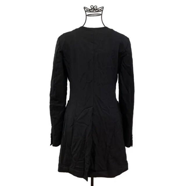 BLACK COMME des GARCONS(ブラックコムデギャルソン)の☆美品 ブラックコムデギャルソン 縮絨 Uネック ロング ジャケット コート 黒 レディースのジャケット/アウター(テーラードジャケット)の商品写真