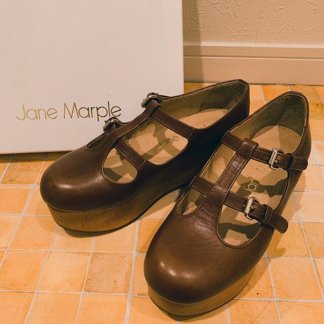 JaneMarple(ジェーンマープル)のジェーンマープル   ウッドソール2ストラップシューズ　ブラウン　S レディースの靴/シューズ(ローファー/革靴)の商品写真