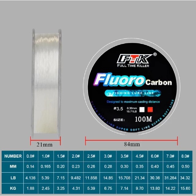 フロロカーボンライン,100m巻,1.0# スポーツ/アウトドアのフィッシング(釣り糸/ライン)の商品写真