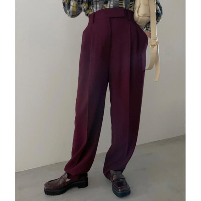 2TUCK GEORGETTE STRAIGHT PANTS ボルドー