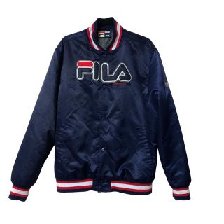 フィラ(FILA)の【美品】フィラ　FILA  ナイロン　スタジャン　ブルゾン　ネイビー　サイズL(ナイロンジャケット)