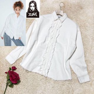 エックスガール(X-girl)のX-girl/エックスガール♡RUFFLE SHIRT ホワイト 美品 1サイズ(シャツ/ブラウス(長袖/七分))