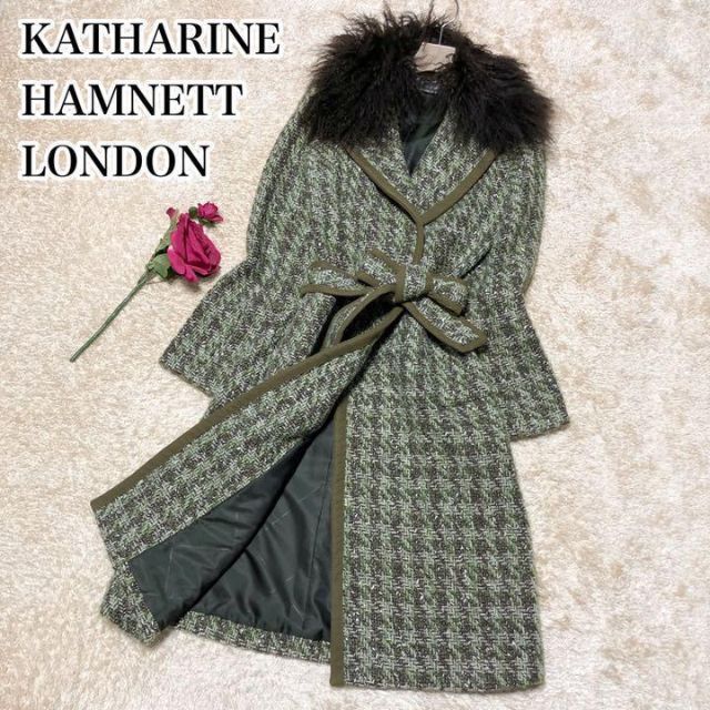 全てのアイテム HAMNETT KATHARINE - 緑 ロングガウンコート ツイード ウール ロンドン 高級♡キャサリンハムネット ロングコート - www.pvn.gob.pe