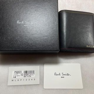 ポールスミス(Paul Smith)のPaul Smith 折り財布 ブライトストライプステッチ ブラック(折り財布)