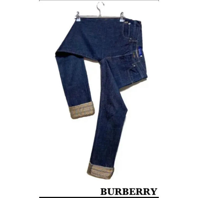 BURBERRY BLUE LABEL(バーバリーブルーレーベル)の正規品 BURBERRY BLUE LABEL ノバチェック 折り返しデニム レディースのパンツ(デニム/ジーンズ)の商品写真