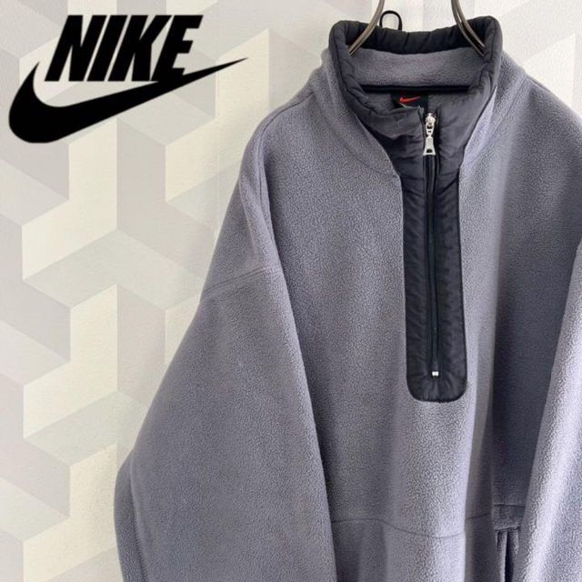 NIKE s NIKEサイズL ハーフジップ刺繍ロゴフリースプル