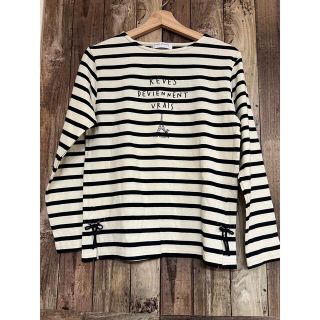 ポンポネット(pom ponette)の未使用品　ポンポネット　ボーダー　長袖Tシャツ　カットソー　L 160(Tシャツ/カットソー)