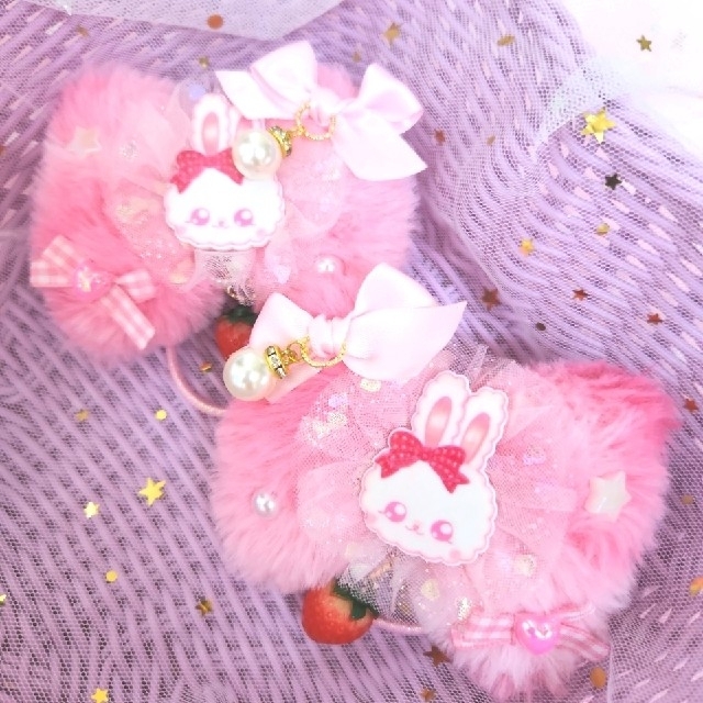 再販なし！コメント制♡ハンドメイド♡うさ耳ふわふわファーポニー②