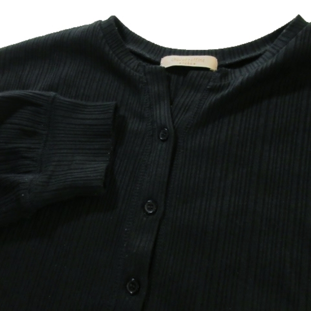 chocol raffine robe(ショコラフィネローブ)のショコラフィネローブ カットソー ヘンリーネック 長袖 リブ F 黒 ブラック レディースのトップス(カットソー(長袖/七分))の商品写真
