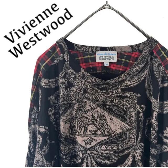 Vivienne Westwood(ヴィヴィアンウエストウッド)のヴィヴィアンウエストウッド 派手柄　メンズ　切替　Tシャツ　カットソー　ジップ メンズのトップス(Tシャツ/カットソー(七分/長袖))の商品写真