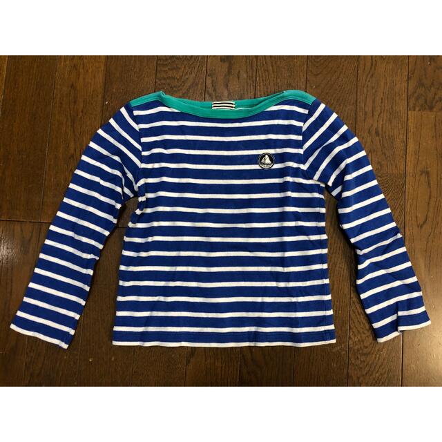 PETIT BATEAU(プチバトー)のプチバトー　長袖ボーダーカットソー　青　100 キッズ/ベビー/マタニティのキッズ服男の子用(90cm~)(Tシャツ/カットソー)の商品写真