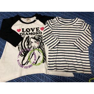 baiya新品　トップス　ロンティー　長袖　80 女の子 ボーダー ハイネック(Ｔシャツ)