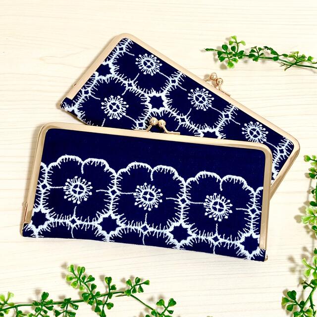 ★訳あり★ミナペルホネン★anemone navy のがま口財布B