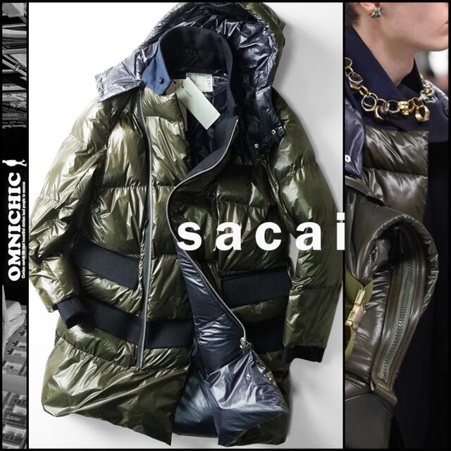 sacai - 新品22万SACAIナイロンウールロングエコダウンジャケットコートサイズ1サカイ
