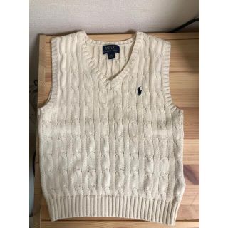 ポロラルフローレン(POLO RALPH LAUREN)の結衣子様専用110☆ラルフローレン　定番ケーブルニットベスト　Vネック　オフ白(ニット)