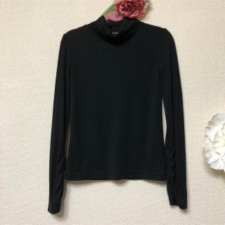 ポンポネット(pom ponette)のポンポネットジュニア袖プードル刺繍タートルネック長袖TシャツM150㎝黒美品(Tシャツ/カットソー)