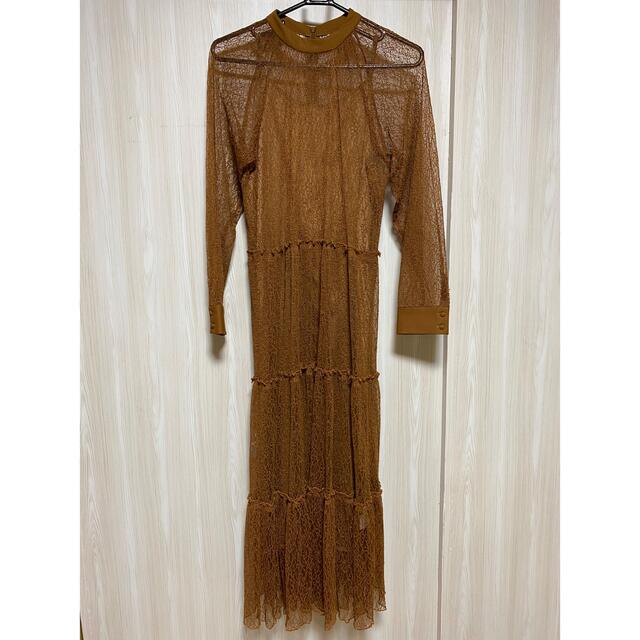 美品　アメリヴィンテージ　SHIRRING SHEER DRESS ブラウン