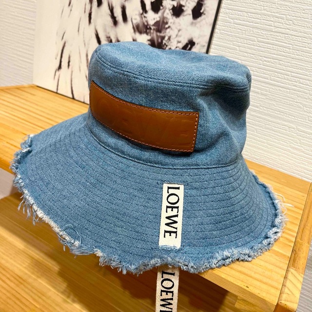 LOEWE フレイド フィッシャーマンハット デニム&カーフ