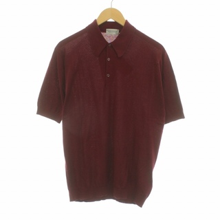 ジョンスメドレー(JOHN SMEDLEY)のジョンスメドレー ポロシャツ ニット 半袖 タグ付き M 赤紫(ポロシャツ)