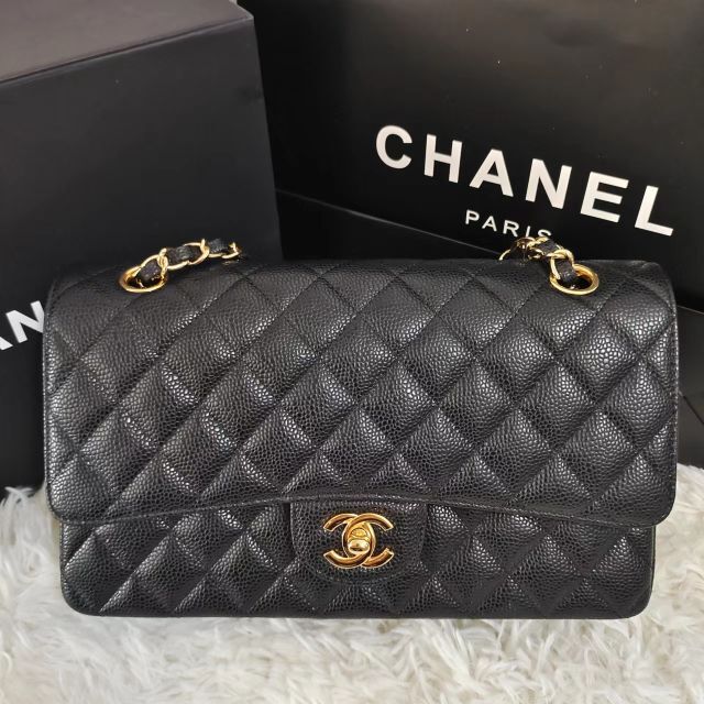 ✨美品✨ CHANELココマーク金具 デザイン編み 伸縮性ありワンピース 黒 S-