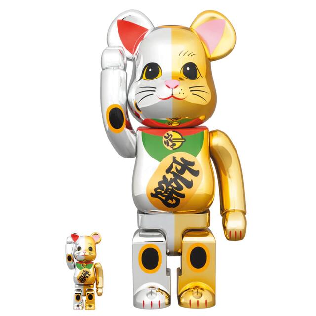 BE@RBRICK 招き猫 開運 銀×千万両 金 100％ & 400％フィギュア